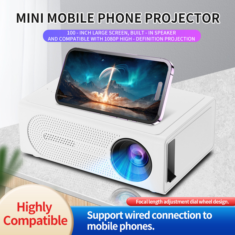 Home Cinema Kids - Mini Projetor Portátil 1080P com Suporte