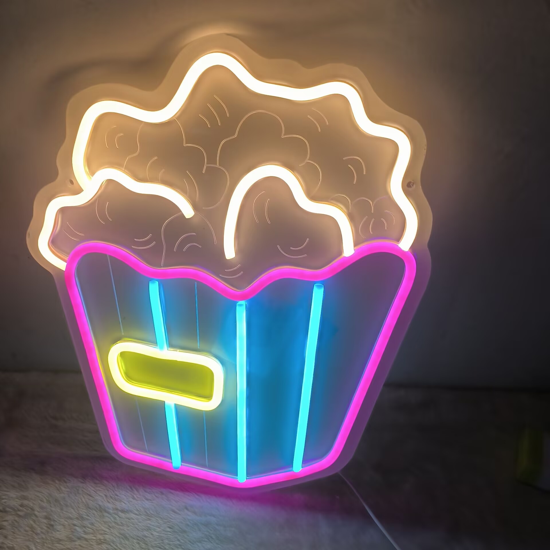 Home Cinema Kids - Letreiro Neon de Pipoca LED para