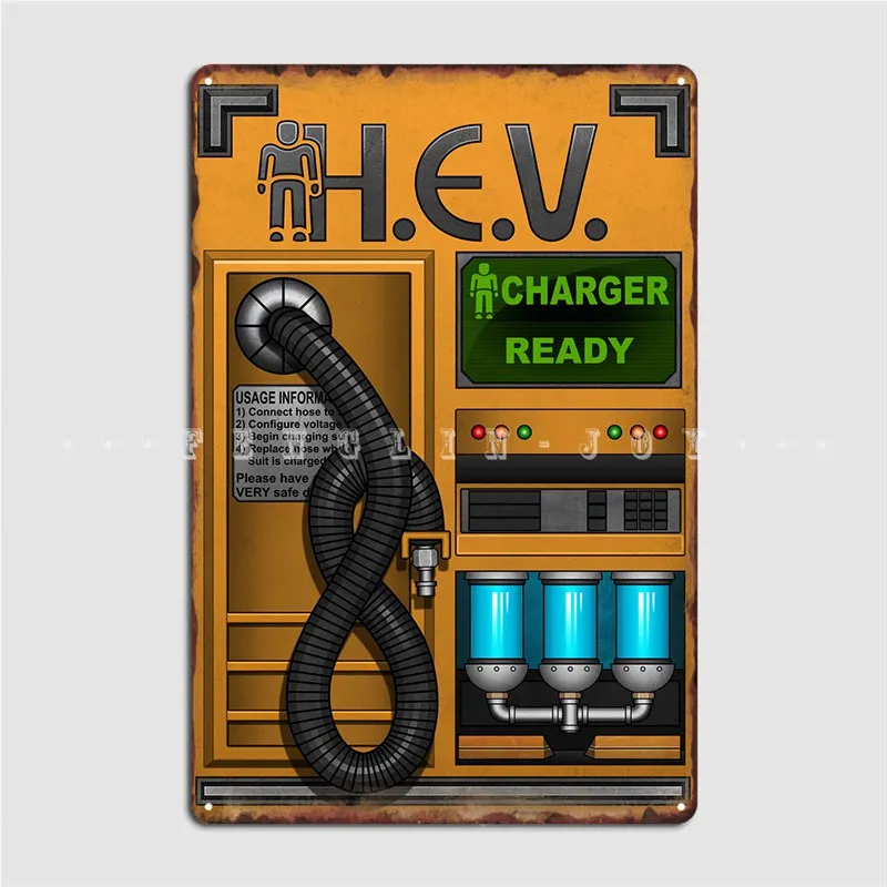 Home Cinema Setup - Half Life Hev Charger Metal Sign